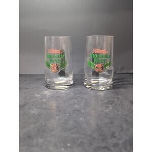 Moravia Beer Mug Set, Original German Brew Glass, Green Handle, Optic, Set of 2